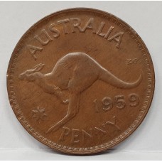 AUSTRALIA 1959 . ONE 1 PENNY . SLIGHT ERROR . MIS-STRIKE